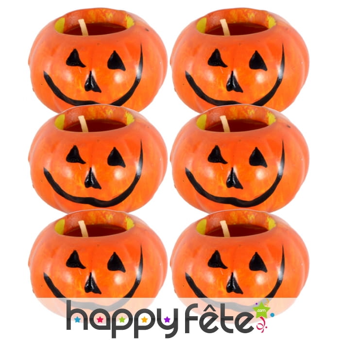 6 petites bougies citrouille en céramique