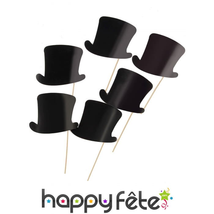 6 photobooth haut de forme noirs