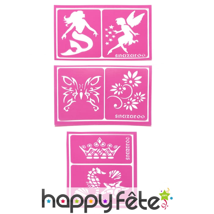 6 Pochoirs motifs filles de la marque Snazaroo
