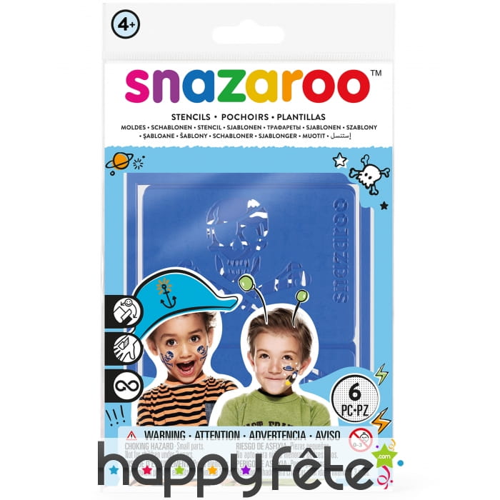 6 Pochoirs motifs garçons de la marque Snazaroo