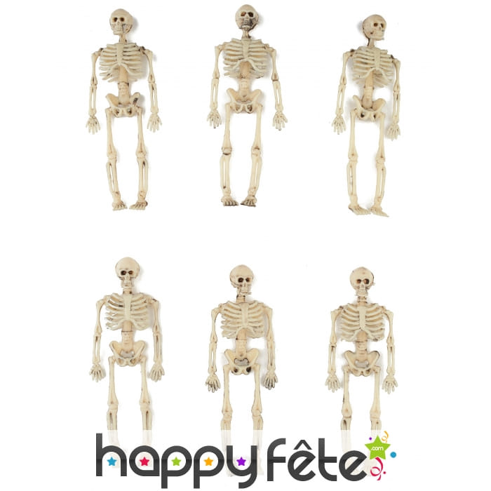 6 petits squelettes de 15cm en plastique
