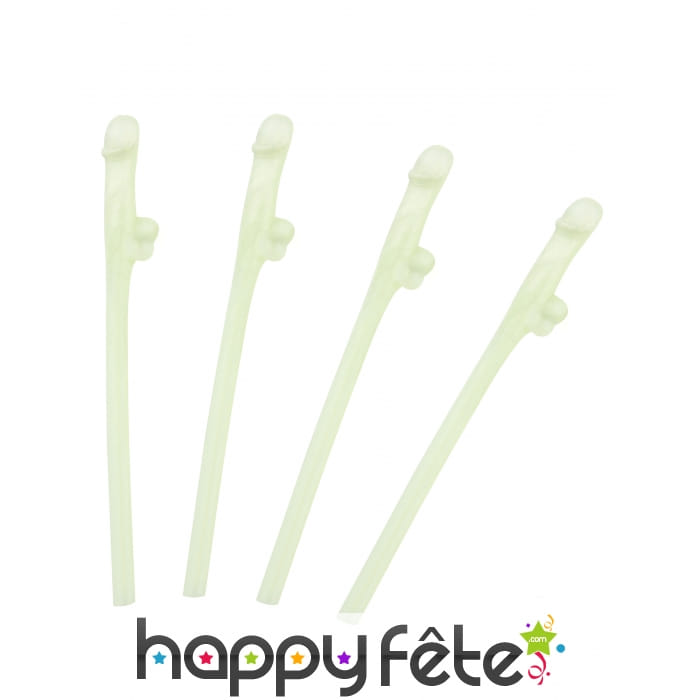 6 Pailles zizi phosphorescentes