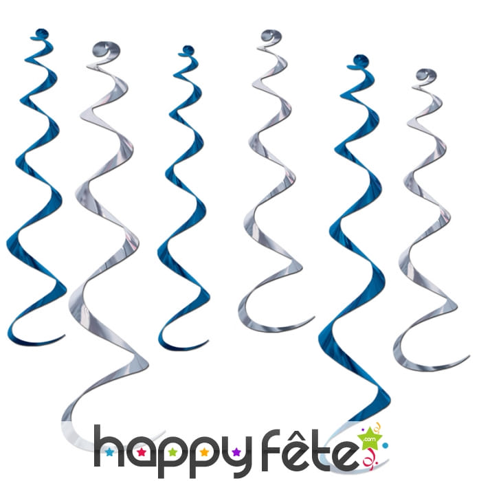 6 suspensions bleues et argent