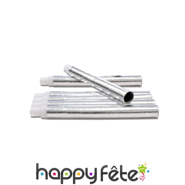 6 sarbacanes en carton couleur argent