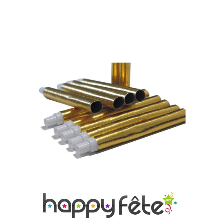 6 sarbacanes en carton couleur or