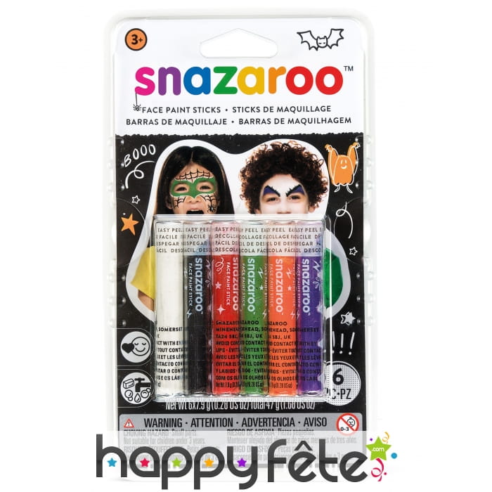 6 Sticks maquillage Halloween mixte, Snazaroo