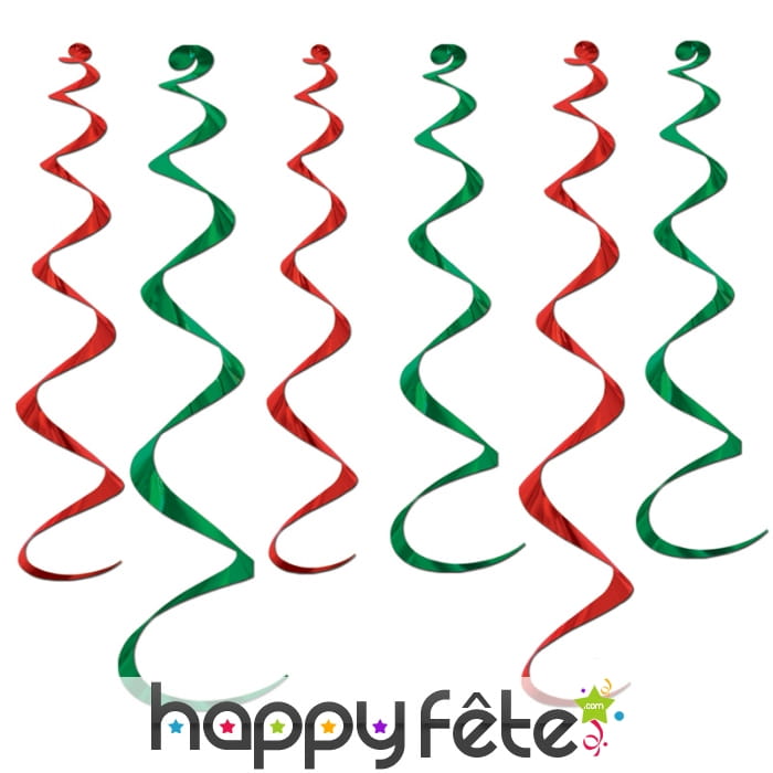 6 suspensions rouges et vertes de Noël