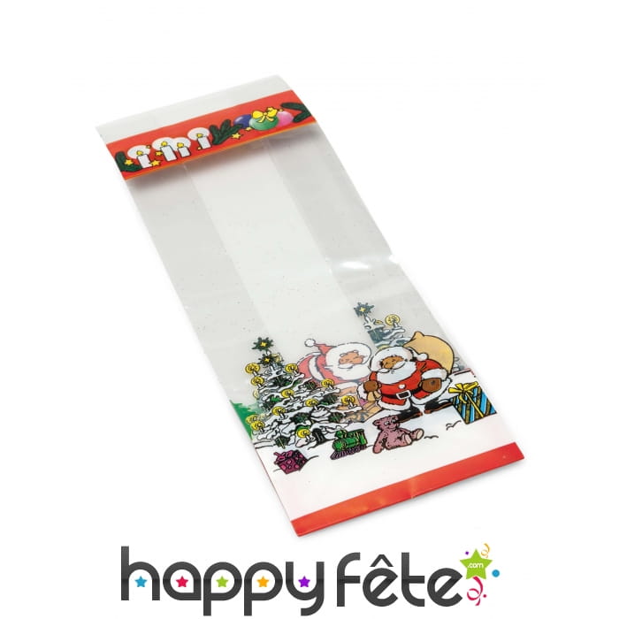 6 Sachets transparents imprimé Père Noël