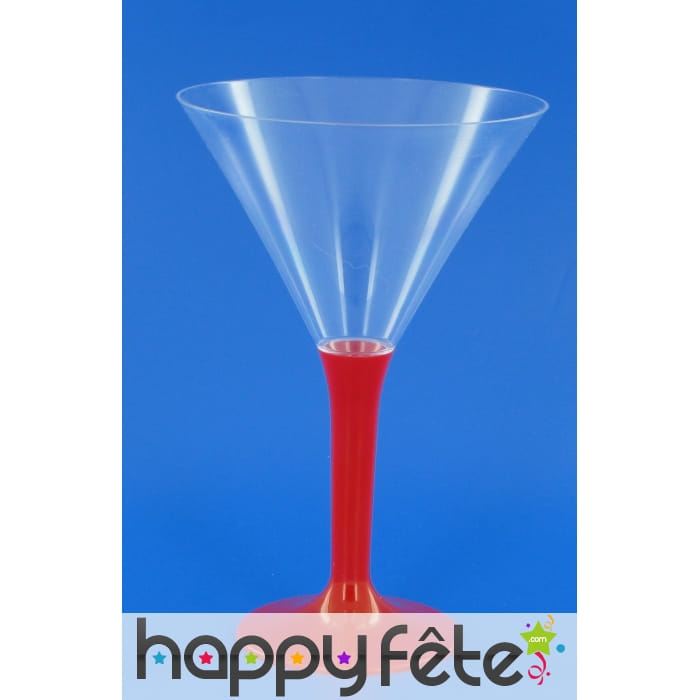 6 verres a cocktail pied rouge