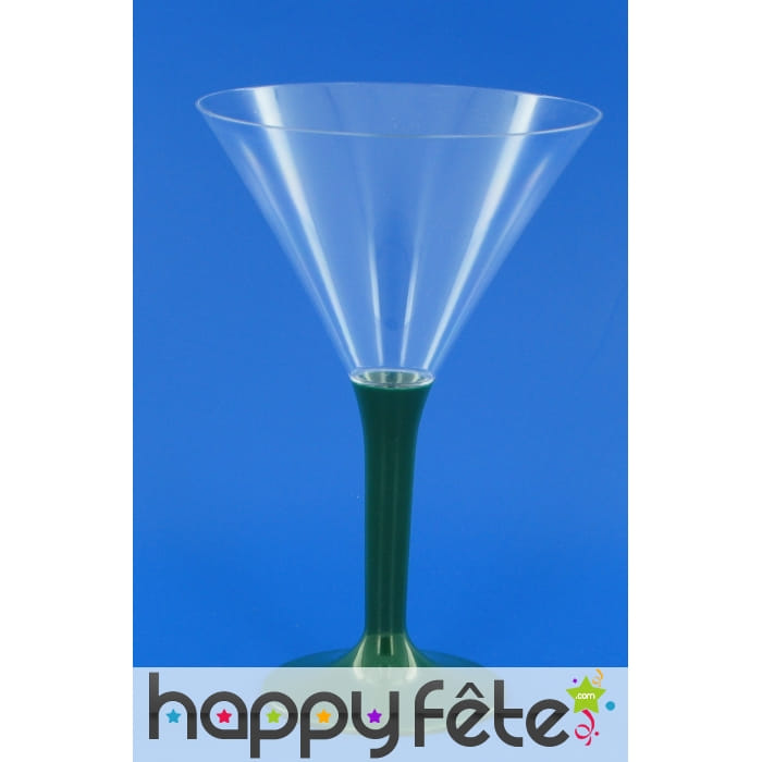 6 verres a cocktail pied vert sapin