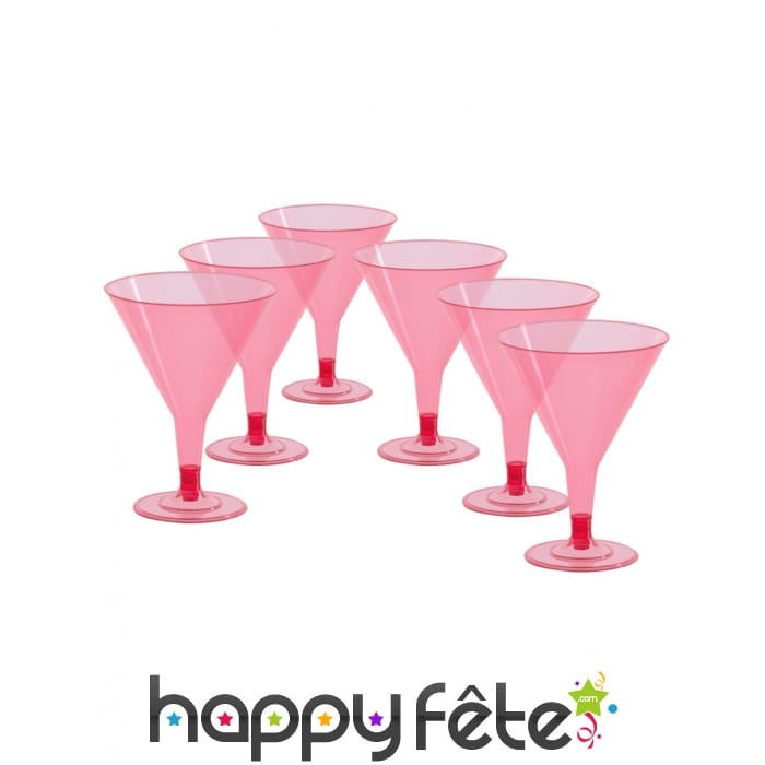 6 Verres à cocktails rose sur pied