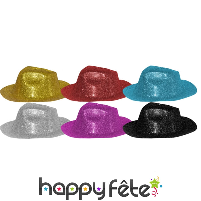 72 chapeaux capone colorés à paillettes