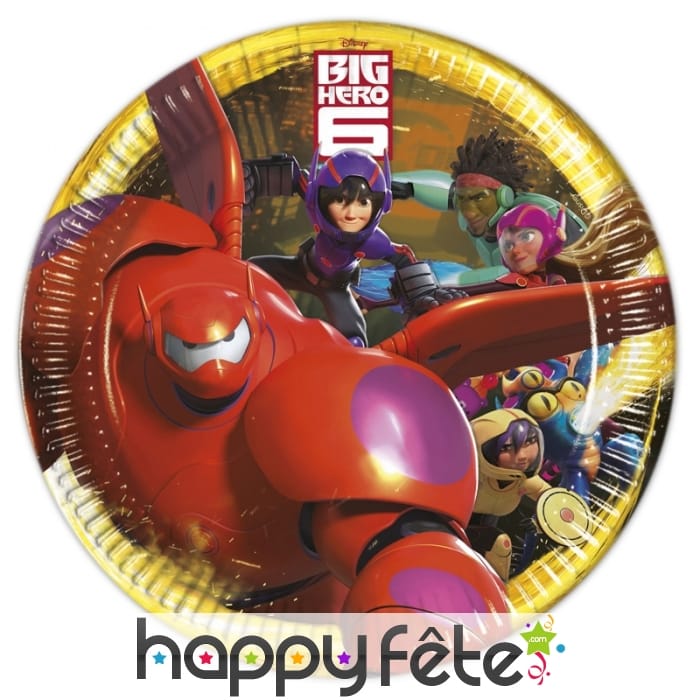 8 assiettes Big héro en carton, 23cm