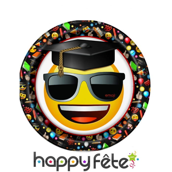 8 Assiettes émoticone diplômé de 21,9cm