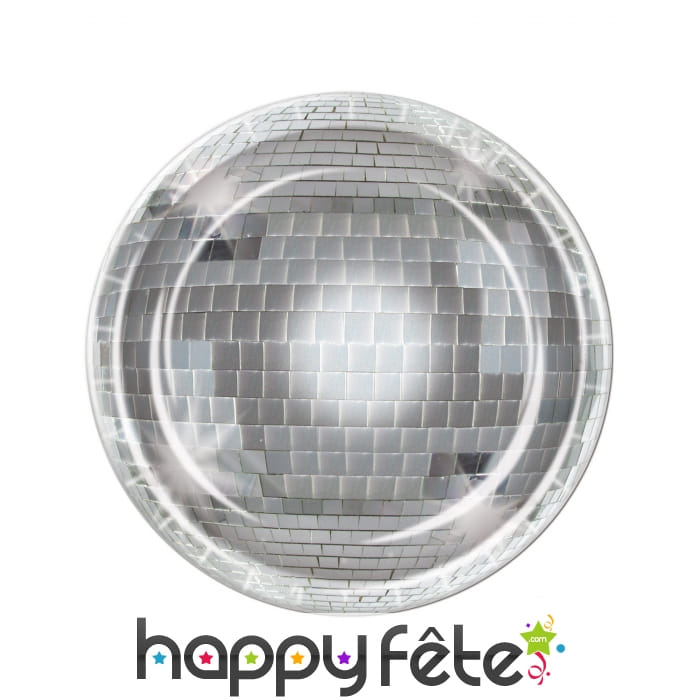 8 Assiettes en carton boule à facettes de 23 cm