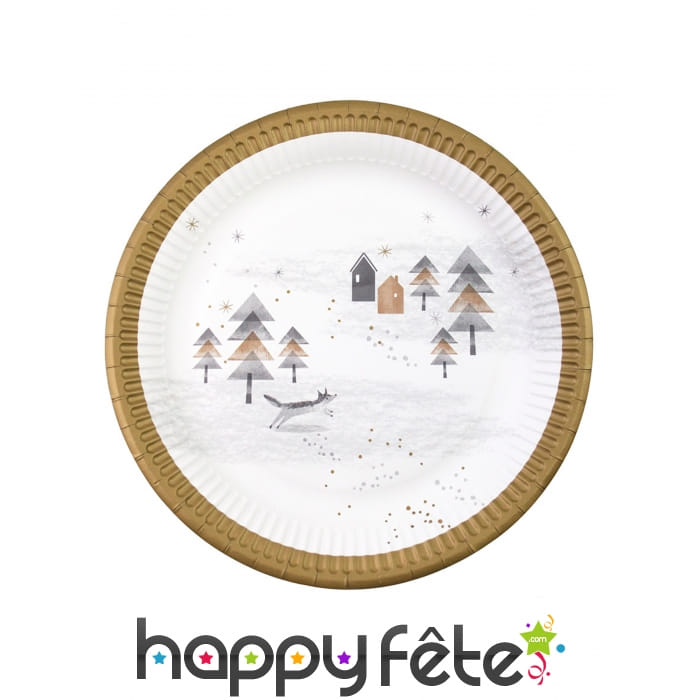 8 Assiettes jardin de Noël couleur cuivre