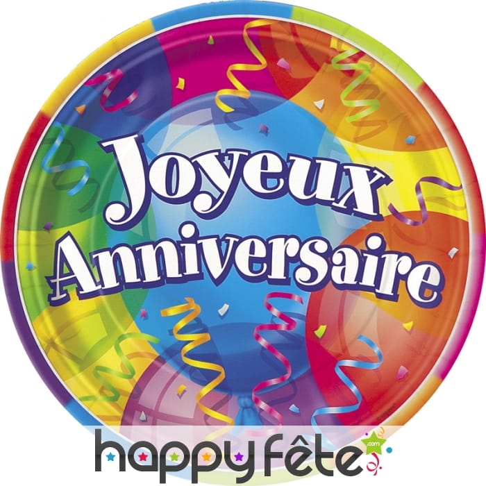 8 assiettes joyeux anniversaire
