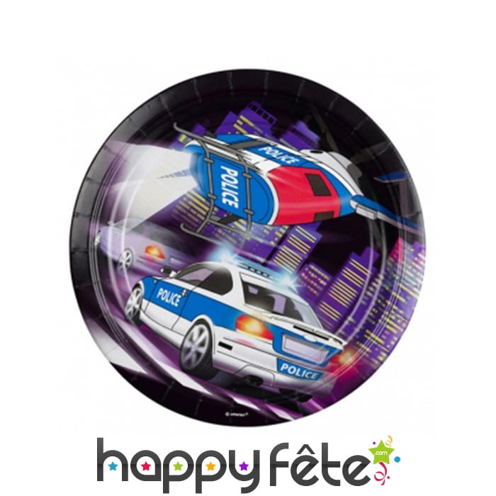 8 Assiettes Police en carton de 23cm