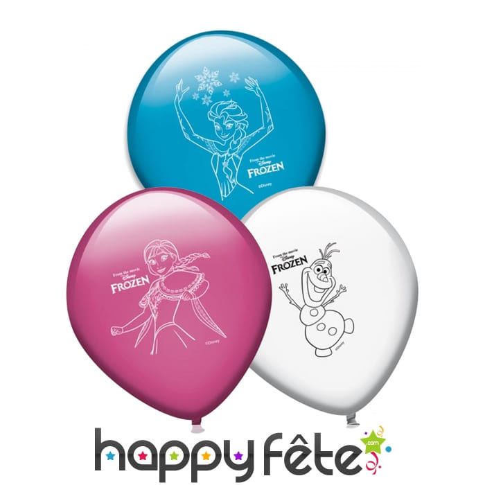 8 Ballons colorés imprimé Reine des neiges