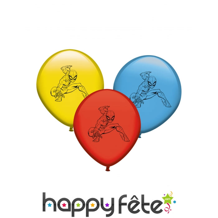 8 Ballons colorés imprimé Spiderman