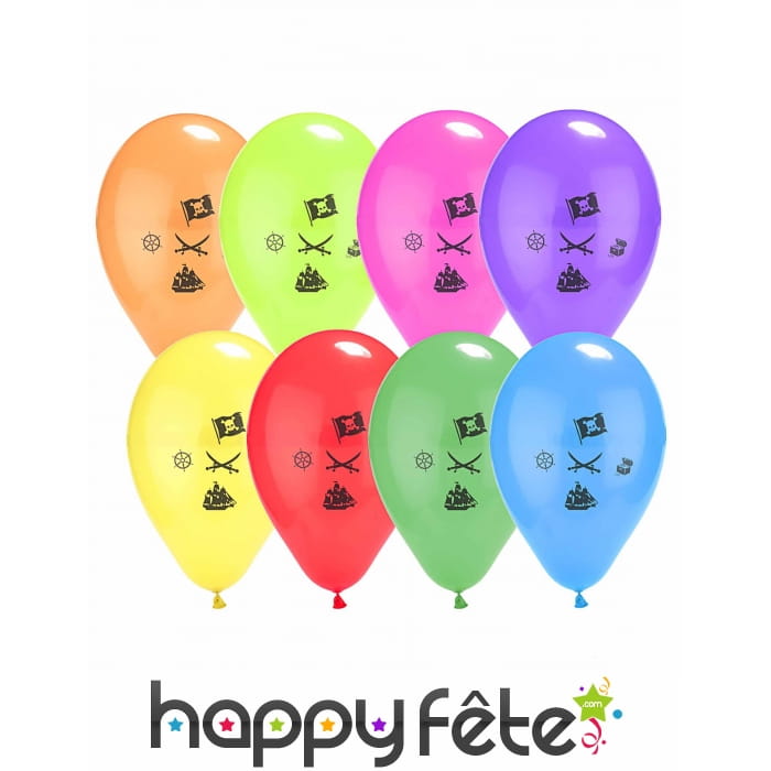 8 Ballons Pirates sur fond coloré