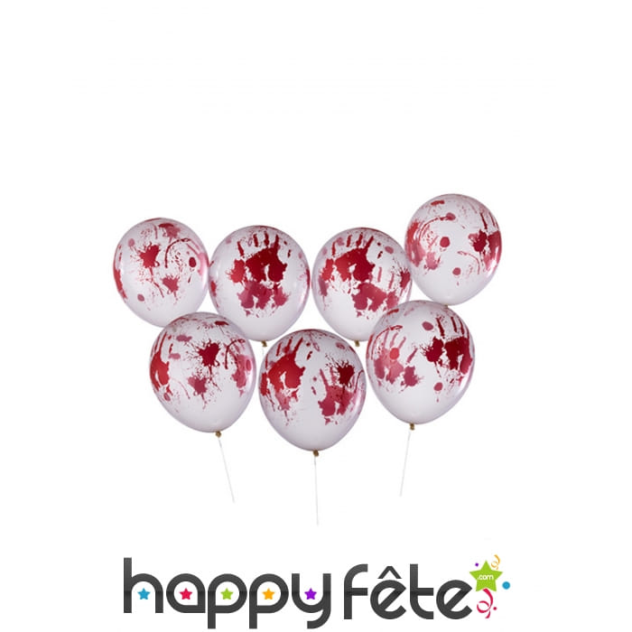 8 Ballons transparents ensanglantés de 30 cm