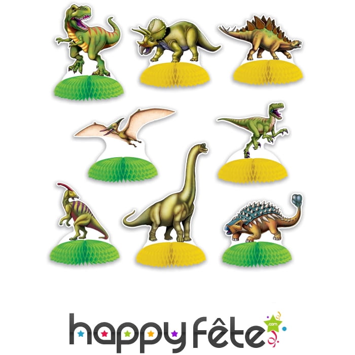 8 centres de table Dinosaures de 16cm