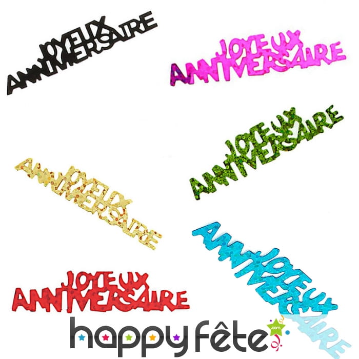 80 confettis Joyeux anniversaire de 5.5 x 1.3 cm