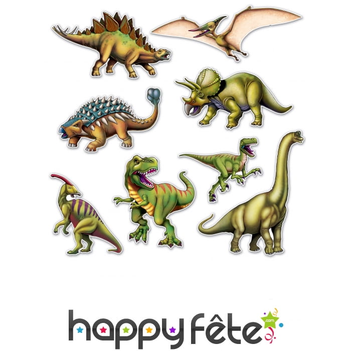8 Dinosaures en cartons plat de 25 à 48cm