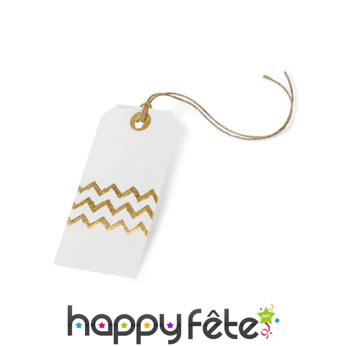 8 Etiquettes blanches imprimé chevron doré