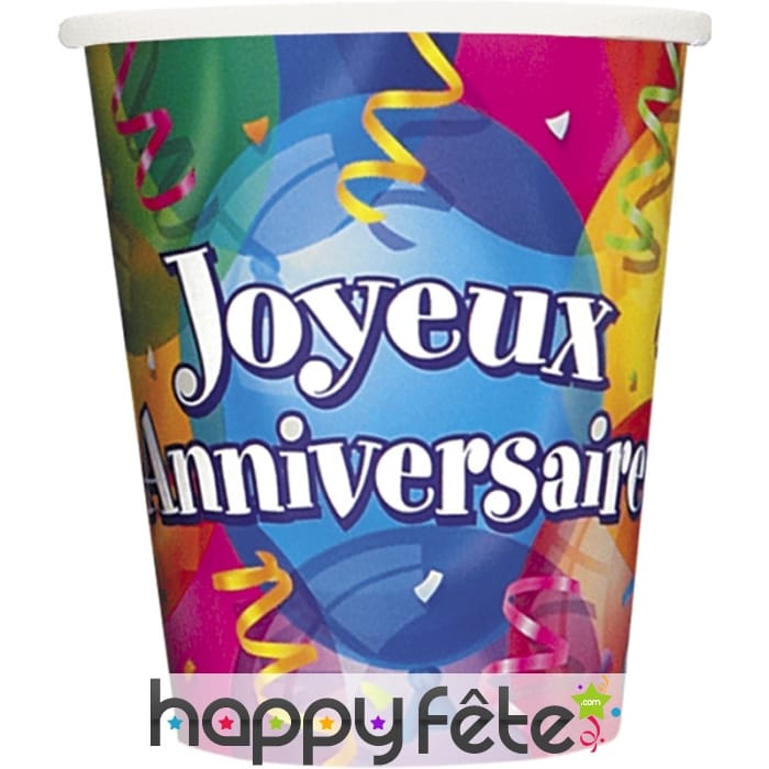 8 gobelets joyeux anniversaire