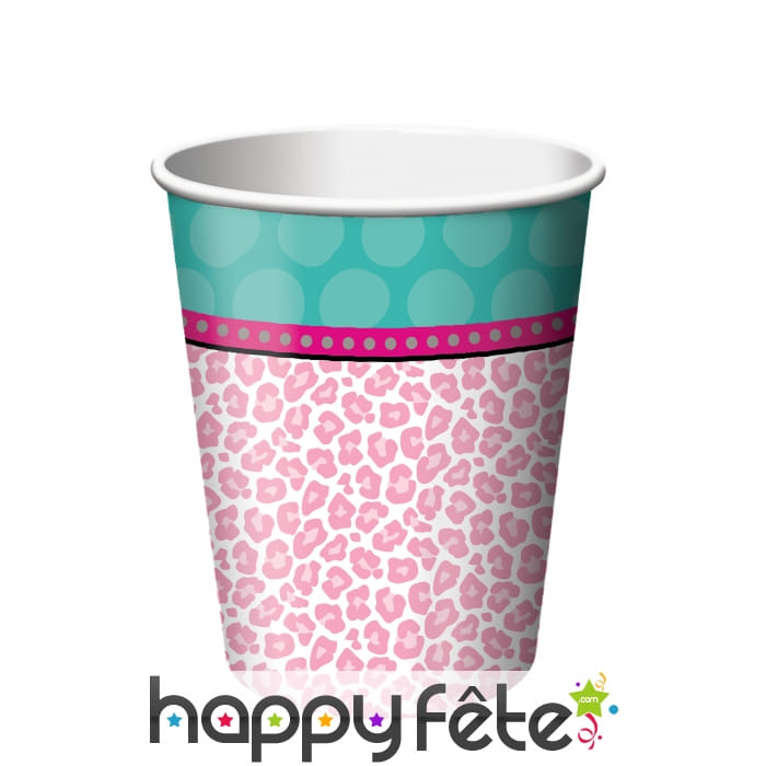 8 Gobelets mortifs léopard rose