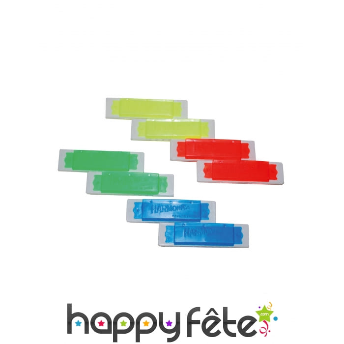 8 Mini jouets harmonicas multicolores