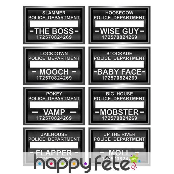 8 Pancartes pour photo de prisonnier