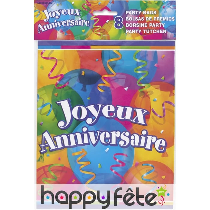 8 sacs cadeaux joyeux anniversaire