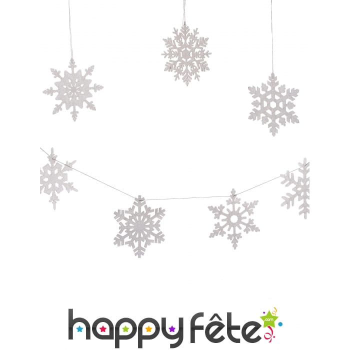 8 suspensions flocons argentés de 15cm