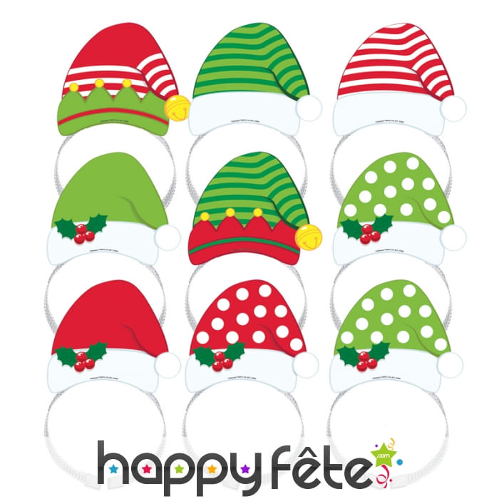 8 serre-têtes bonnet de Noël