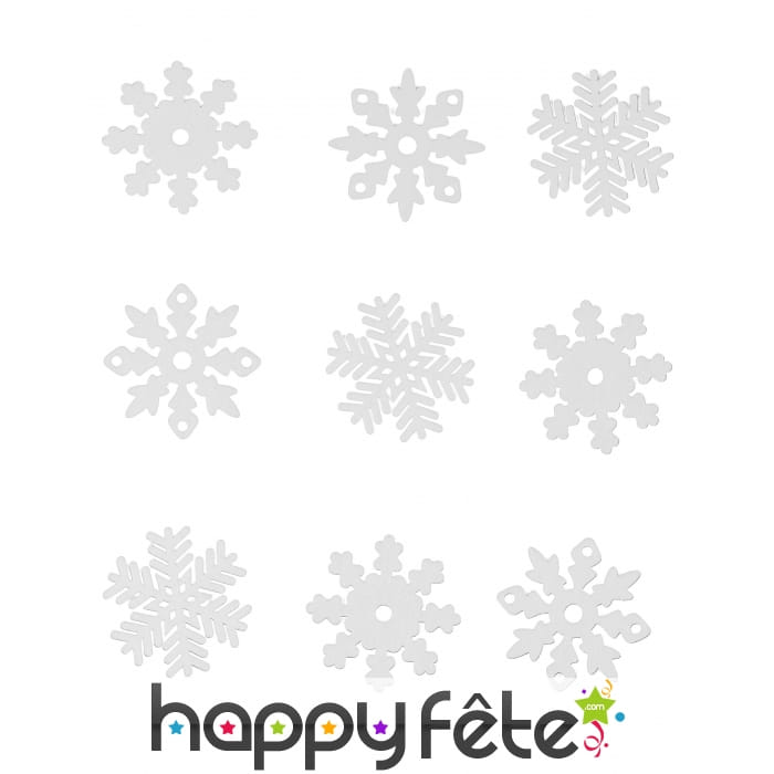 9 Flocons des neiges blancs adhésifs de 8cm