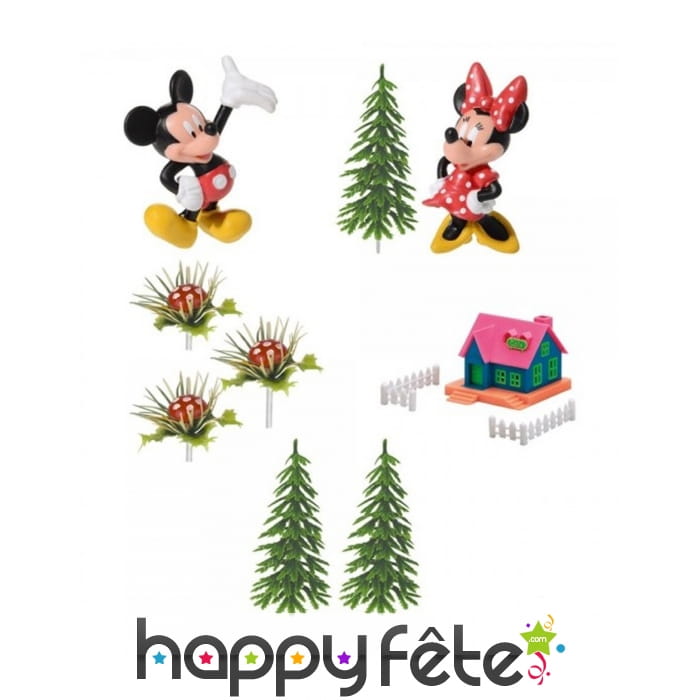 9 figurines Mickey et Minnie pour gâteau