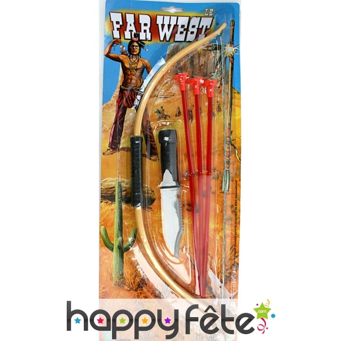 Arc 3 flèches indien avec couteau de 20 cm