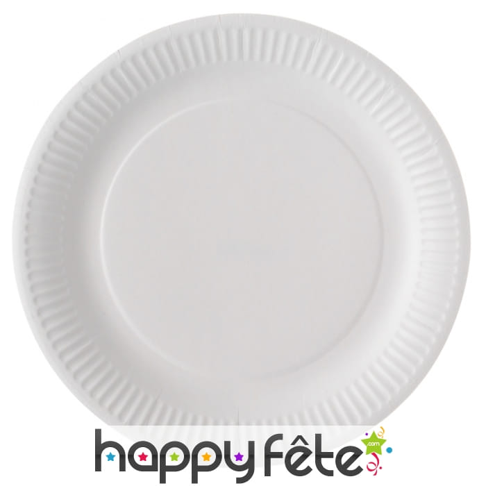 Assiettes blanches en carton biodégradable, 23cm