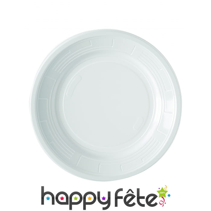 Assiettes blanches en plastique de 22cm