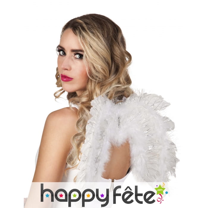 Ailes blanches fils argentés pour adulte