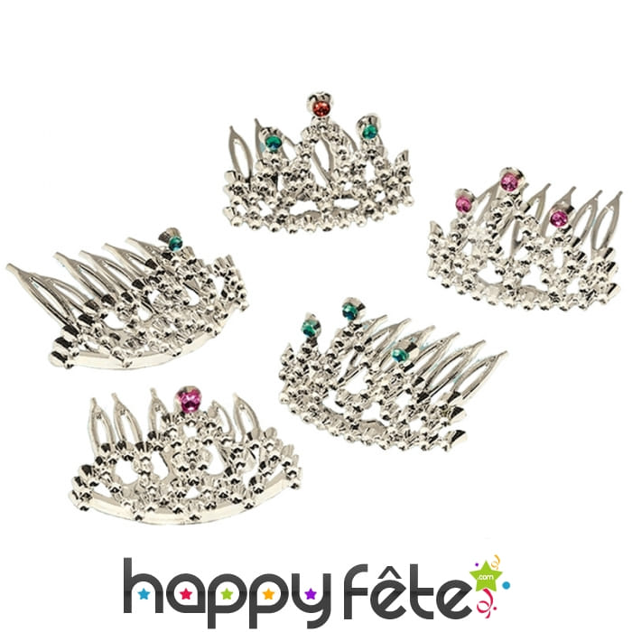 Assortiment de 6 tiares argentées pour enfant
