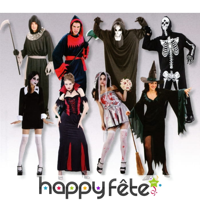 Assortiment de 8 costumes Halloween pour adultes