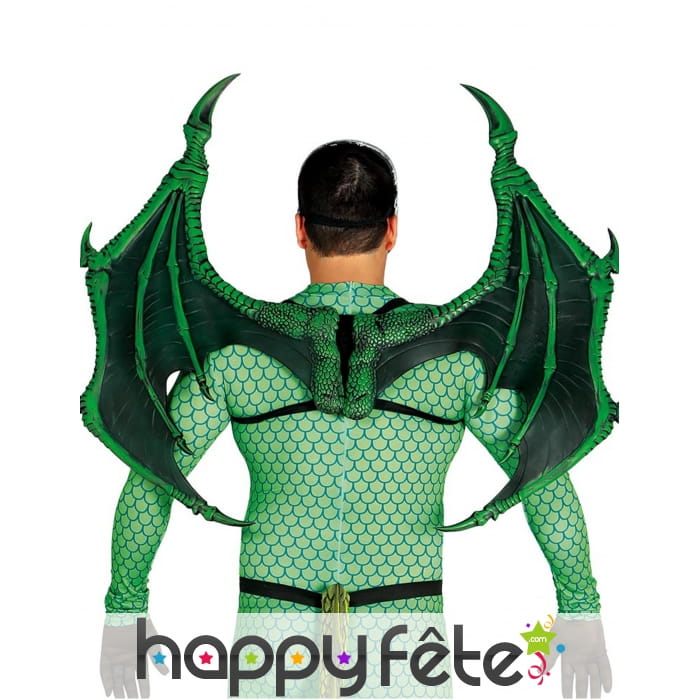 Ailes de dragon rigides effet écailles vertes