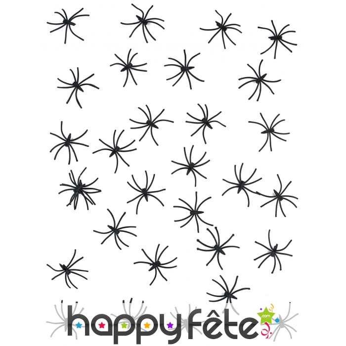 Araignées noires de 2,5cm en plastique
