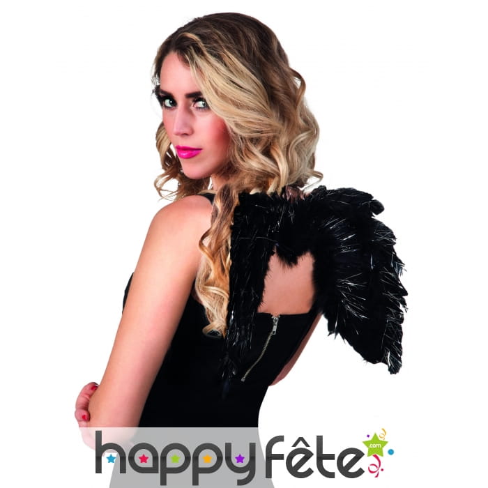 Ailes noires en plumes de 48 X 35 cm