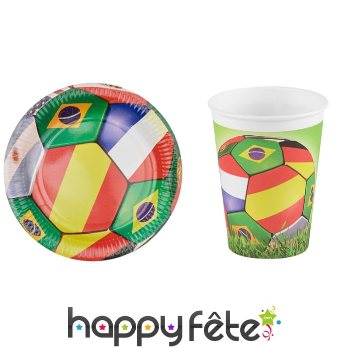 Assiettes ou gobelets thème mondial de foot