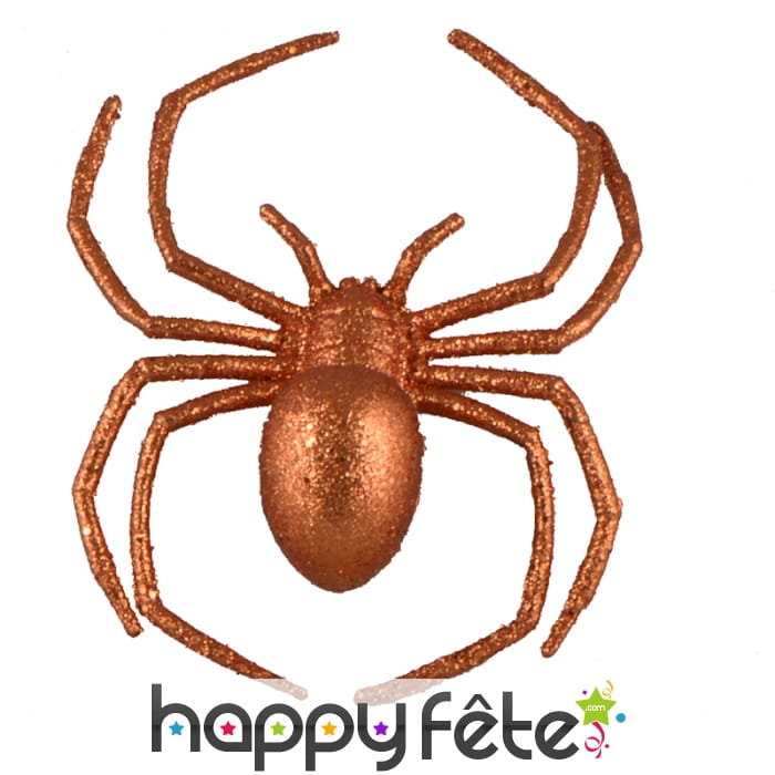 Araignée orange pailletée et décorative
